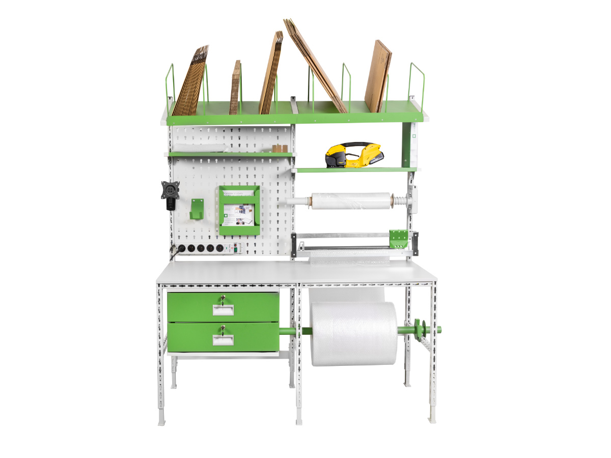 Levně Baliaci stôl Servisbal 1600x800x750-950 mm, 2x zásuvka