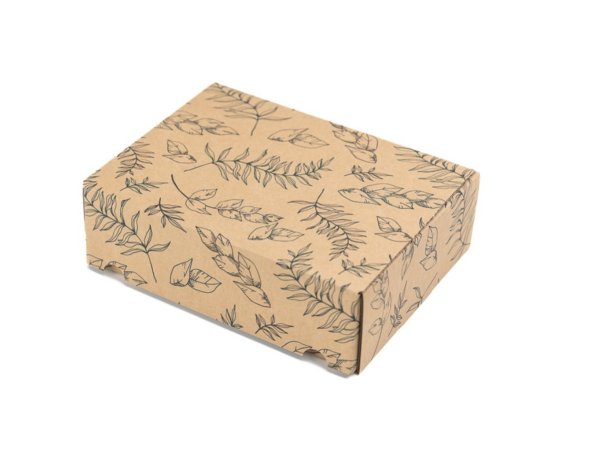 Levně 25 ks - Darčeková krabica s potlačou listov 245x185x75 mm