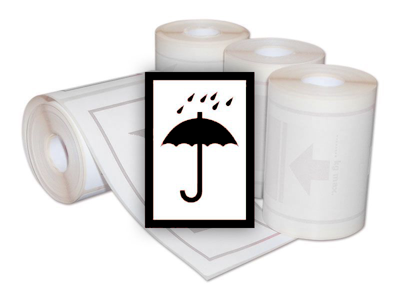 100 ks - Manipulačná značka CHRÁNIŤ PRED DAŽĎOM