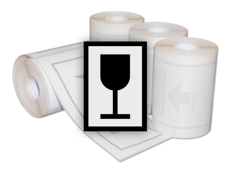 100 ks - Manipulačná značka KREHKÉ, ZAOBCHÁDZAŤ OPATRNE