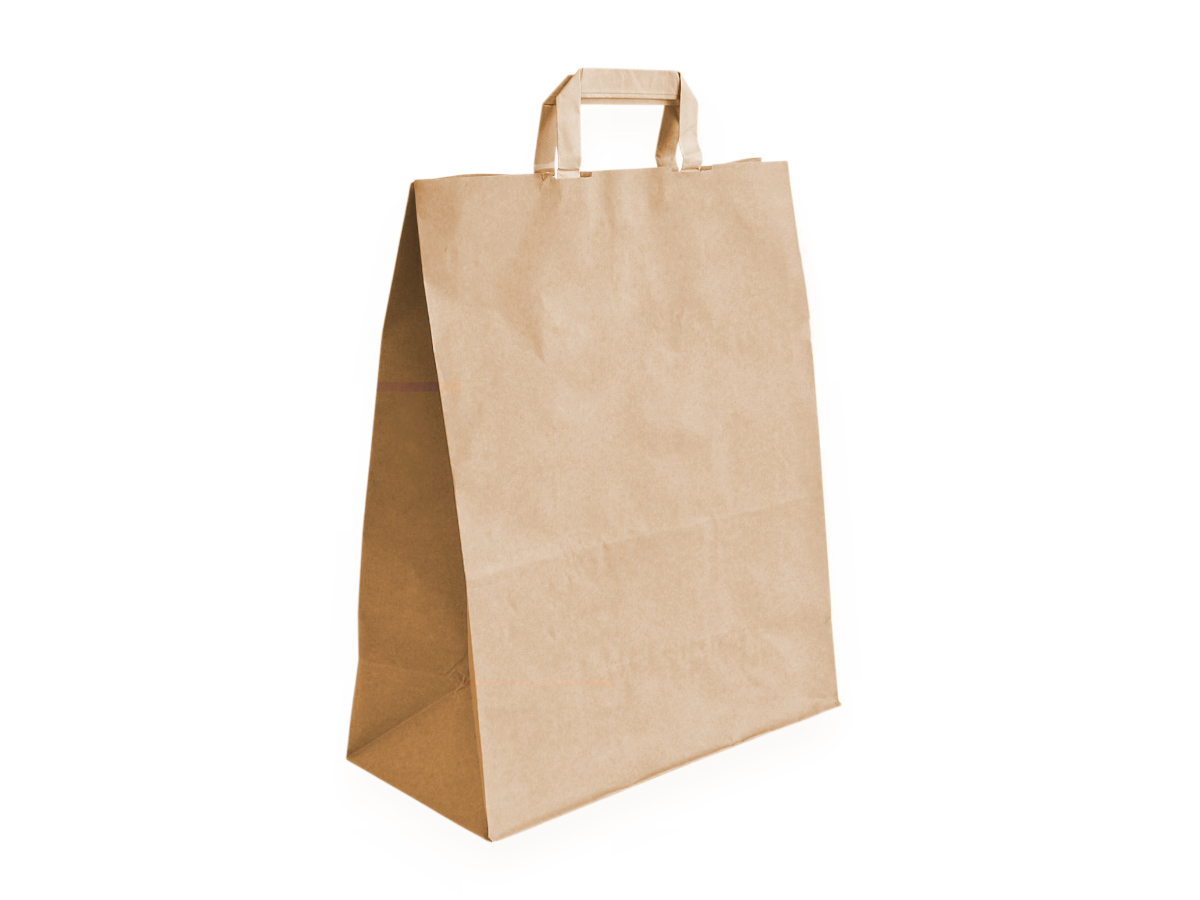 Levně 250 ks - Papierová taška 320x160x390 na menuboxy, ploché držadlá