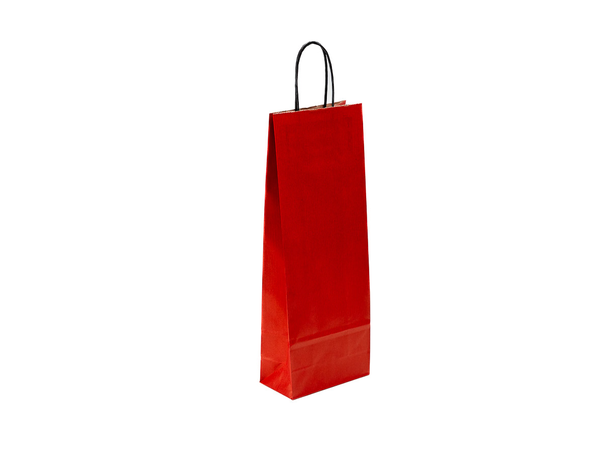 Levně 300 ks - Papierová taška na víno červená 140x80x390mm