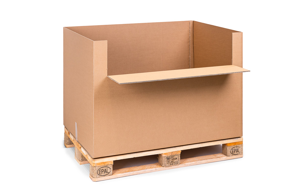 Levně 10 ks - Prepravný EUROBOX 1200x800x800 5VVL s výklopným čelom