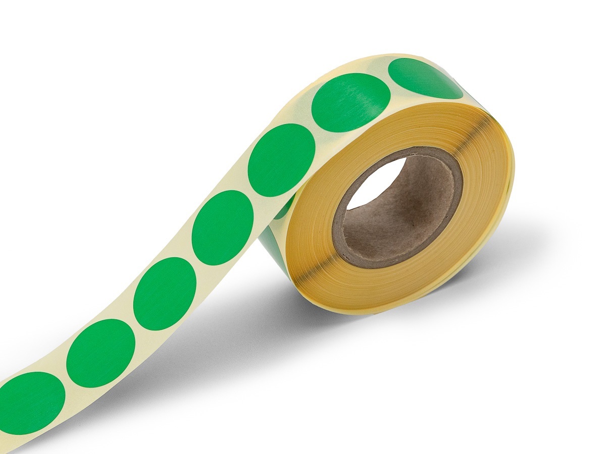 Levně Samolepiace kolieska zelené, priemer 25 mm, 1000 ks na rolke