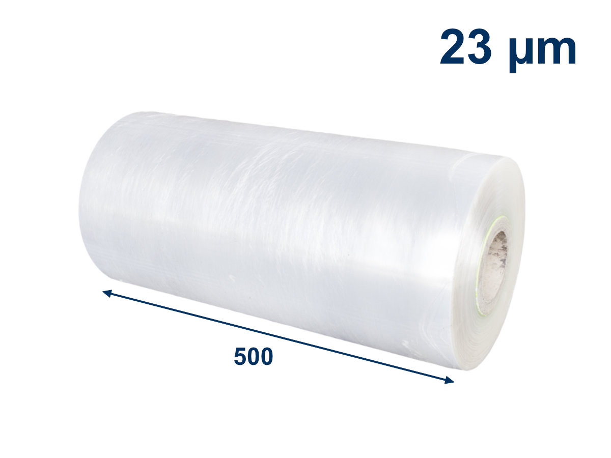 Levně Stretch fólia strojná 500mm/23µm/prieťažnosť 300%