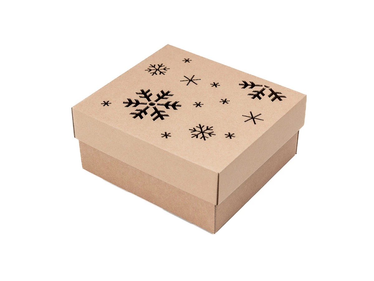 Darčeková krabička dno + veko s laserovým motívom vločiek 225x200x100mm - 002