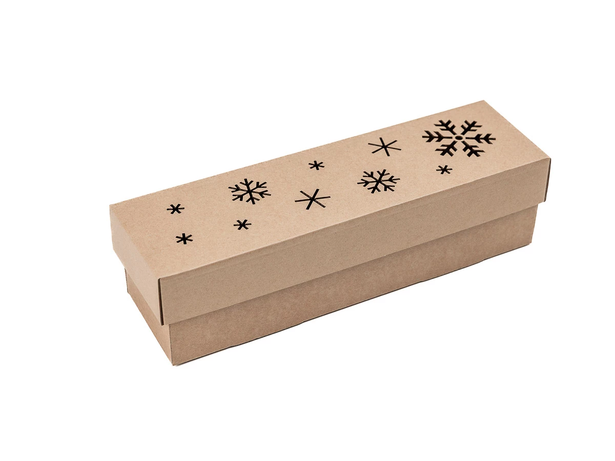 Darčeková krabička dno + veko s laserovým motívom vločiek 340x90x90mm - 002