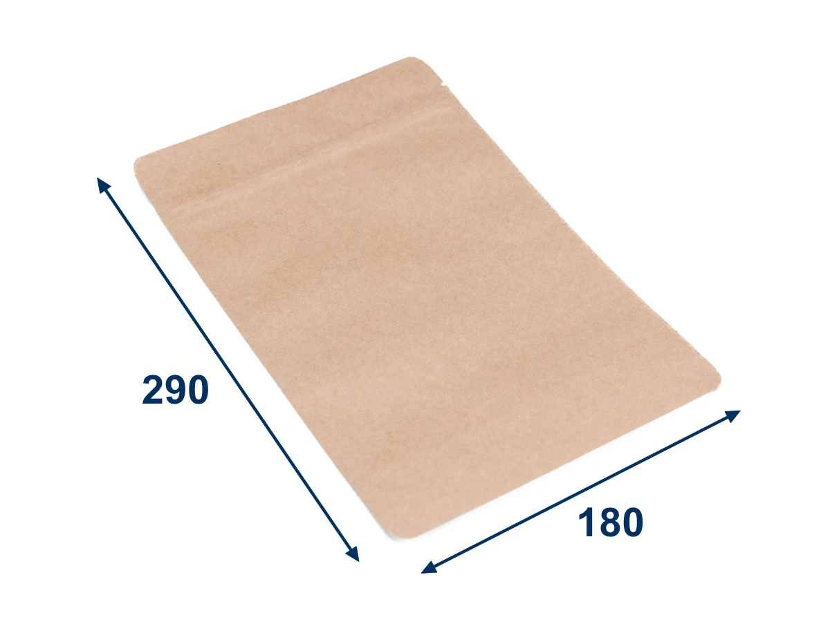 Doypack vrecko bez okienka 180x290 + 90 mm, 1000 ml, KRAFT/AL/CPP - 001