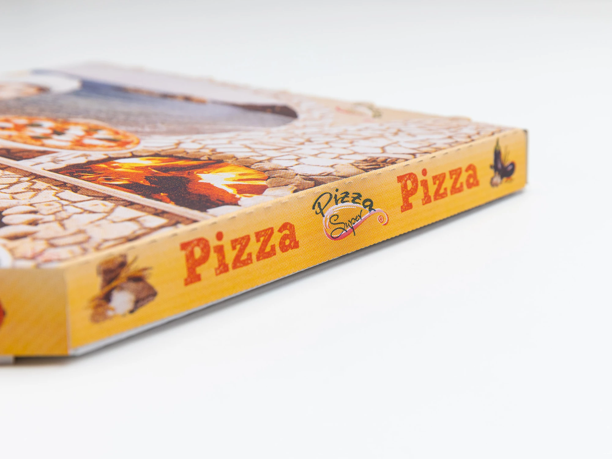 Krabica na pizzu 330x330x30 mm, biela s potlačou - 004