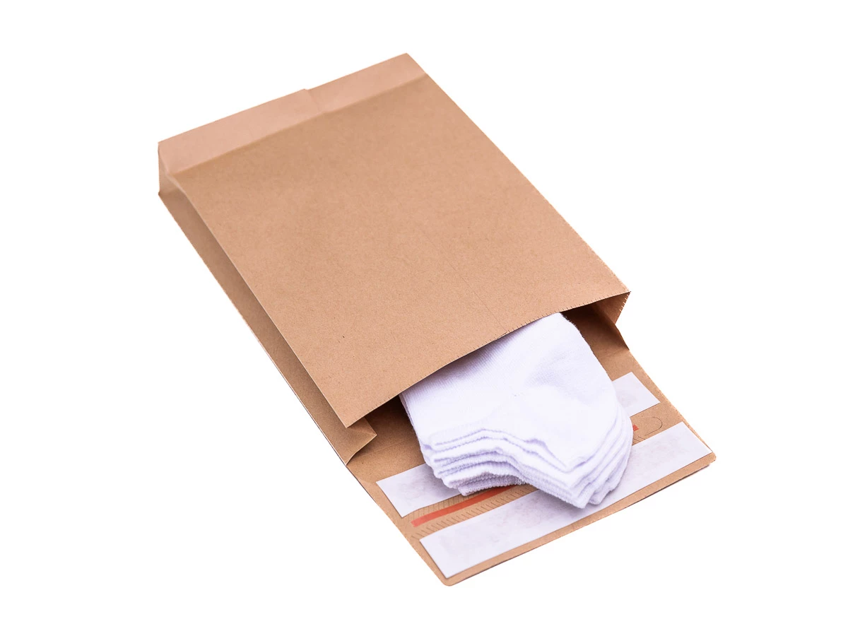 Obálka papierová s krížovým dnom a bočnými skladmi (kraft) 350x450, 2x lepiaca páska - 002