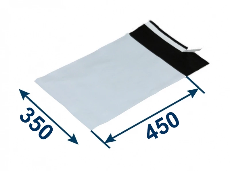 Obálka plastová samolepiaca bielo-čierna 350x450, hr. 0,06 (80% podiel recyklátu) - 001