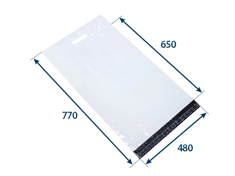 Obálka plastová samolepiaca bielo-čierna 480x650+80 hr. 0,06 s uchom - 001