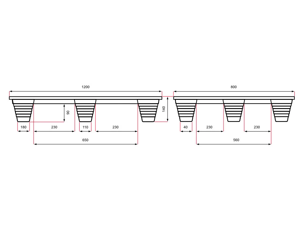 Paleta drevená lisovaná 1200x800mm, nosnosť 1500kg - 004