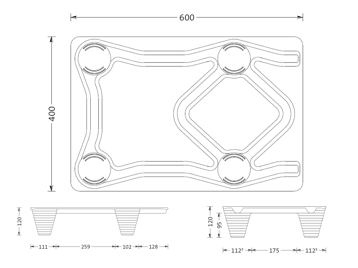 Paleta lisovaná - 600x400x120 - nosnosť 250kg - 002