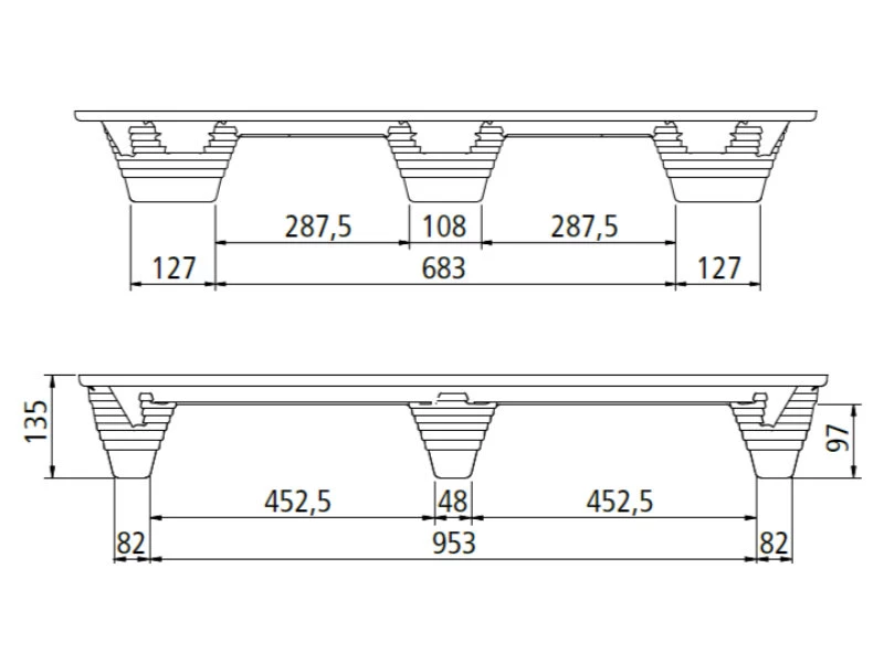 Paleta lisovaná INKA F11 - 1140x1140x135 (container) - nosnosť 900 kg - 002
