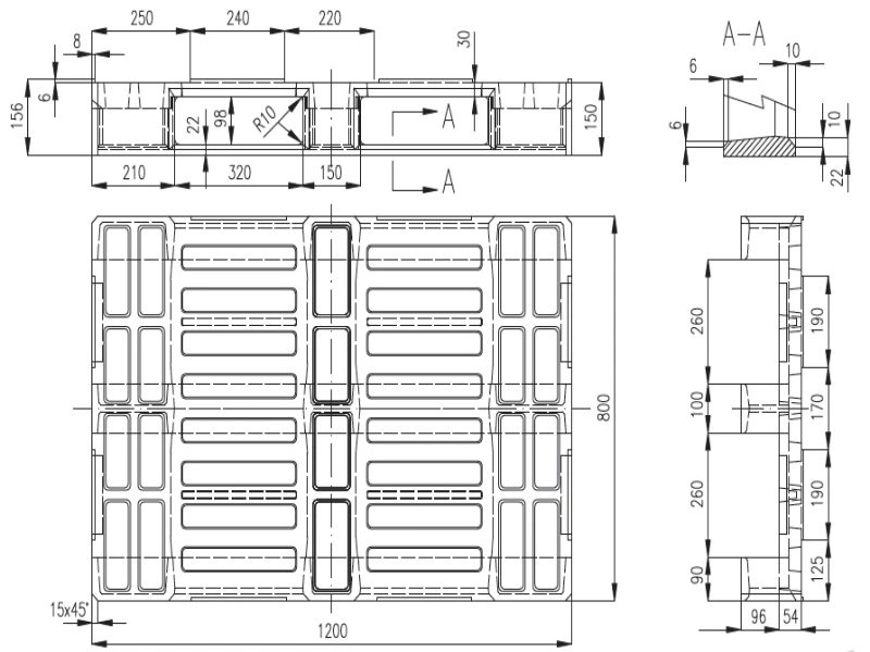 Paleta plastová 1200x800x150 - nosnosť 1200 kg - 002