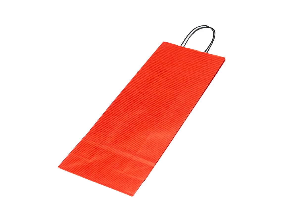Papierová taška na víno červená 140x80x390mm - 002