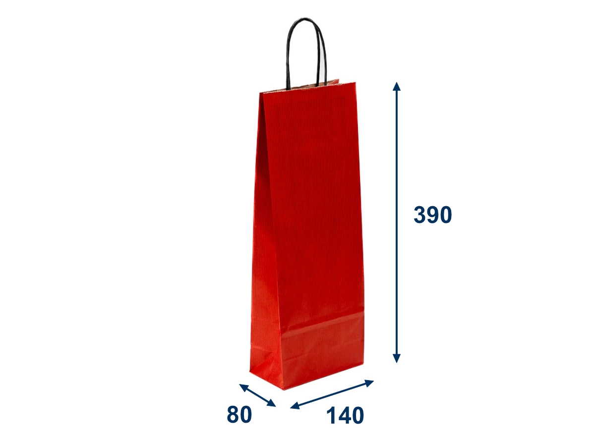 Papierová taška na víno červená 140x80x390mm - 001