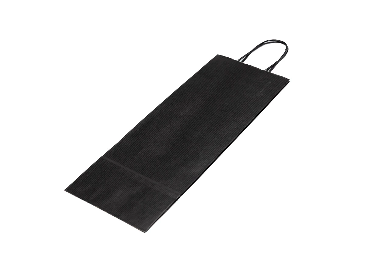 Papierová taška na víno čierna 140x80x390mm - 002