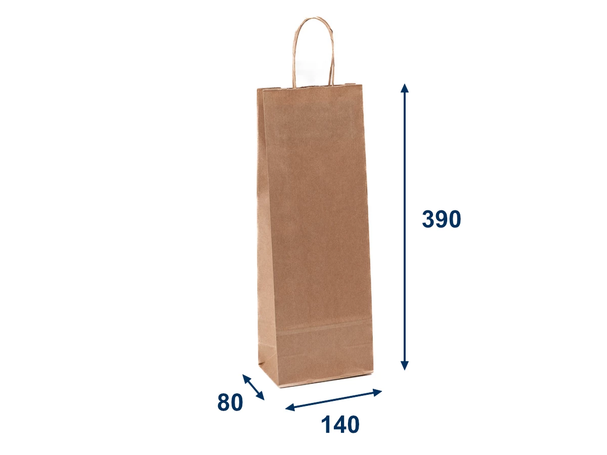 Papierová taška na víno hneda 140x80x390mm - 001