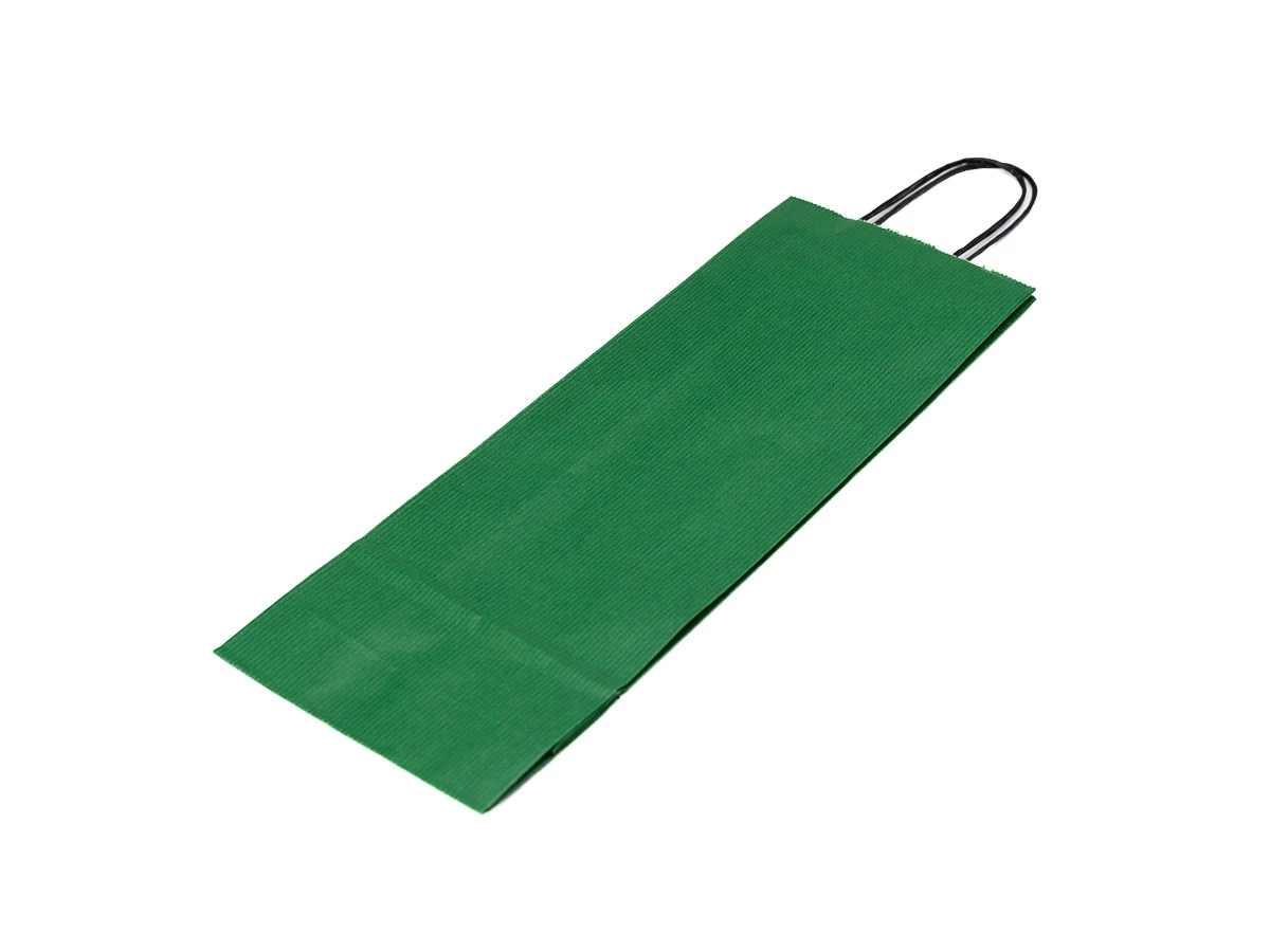 Papierová taška na víno zelená 140x80x390mm - 002