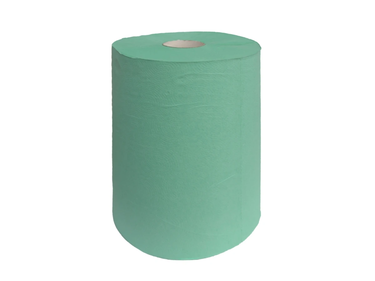 Papierová utierka zelená v rolke s dutinkou, 700 útržkov 380x360mm, návin 252m - 001