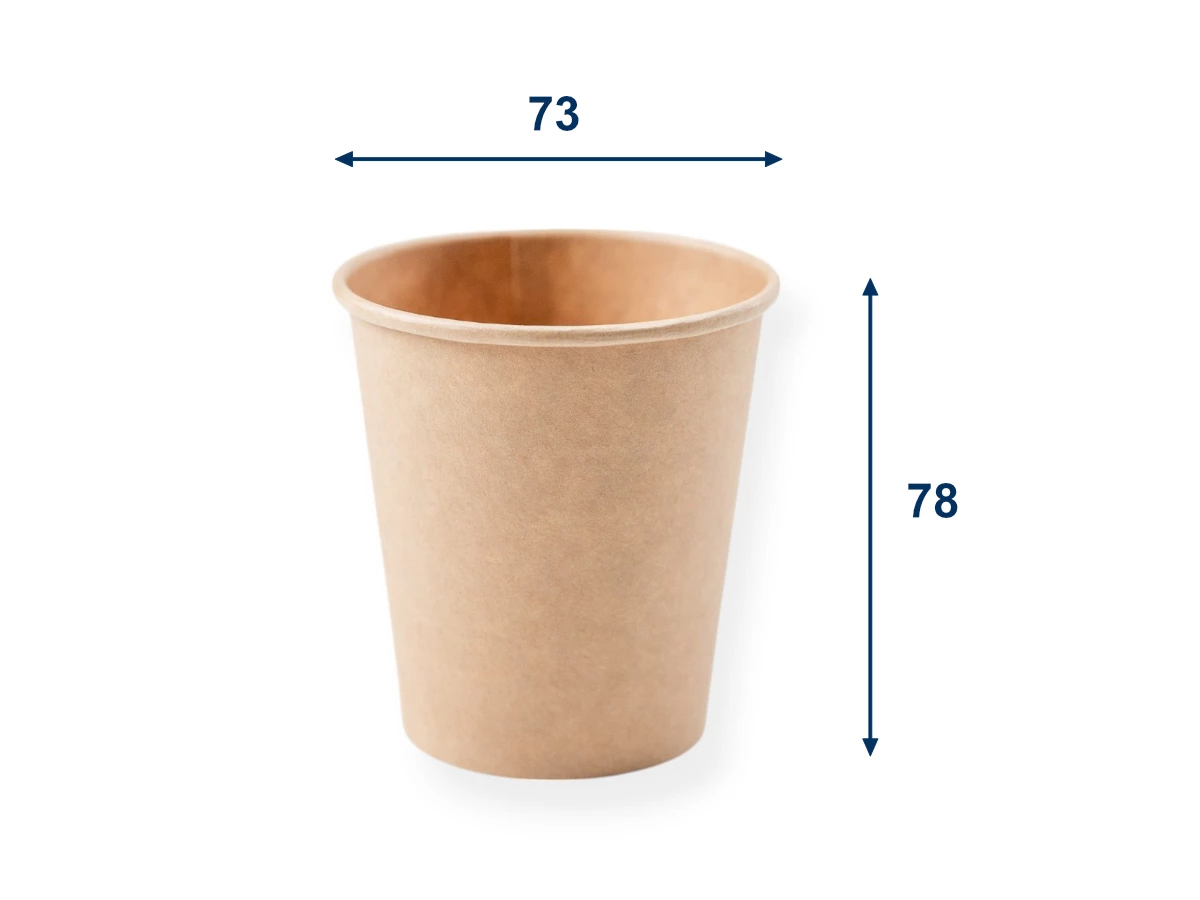 Papierový pohár hnedý 200 ml, priemer 73 mm (0,18 L/7 oz) - 001