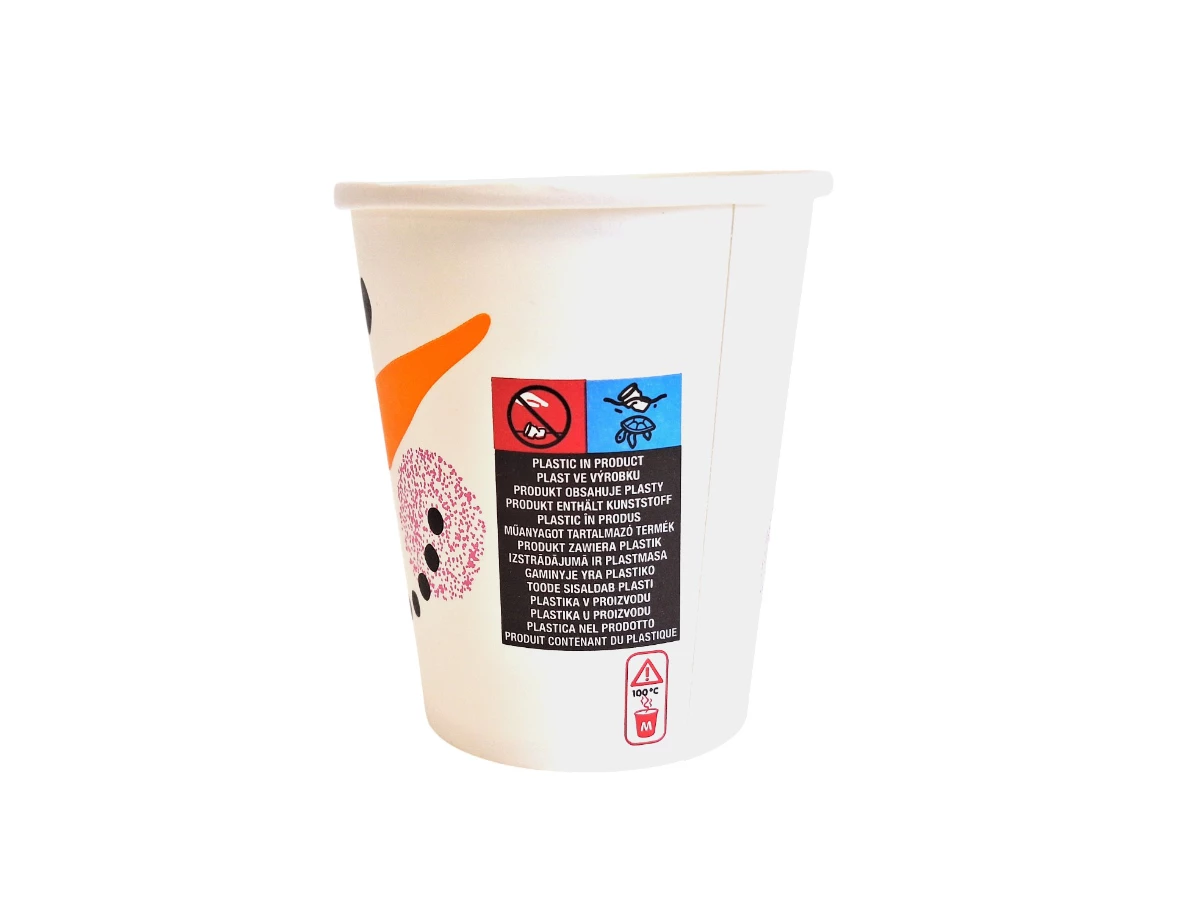 Papierový pohár snehuliak 280 ml, priemer 80 mm (0,2L/8oz) - 002