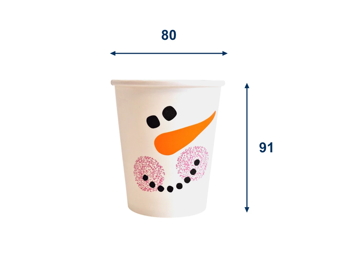 Papierový pohár snehuliak 280 ml, priemer 80 mm (0,2L/8oz) - 001
