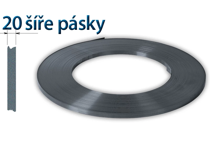 Páska viazacia oceľová šírka 20 - bez pokovenia (1 kg = 10,6 m) - 001
