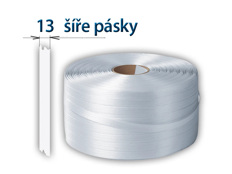 Páska viazacia PES, šírky 13 mm, návin 1100 m, vlákna pozdĺžne-deliteľná - 001