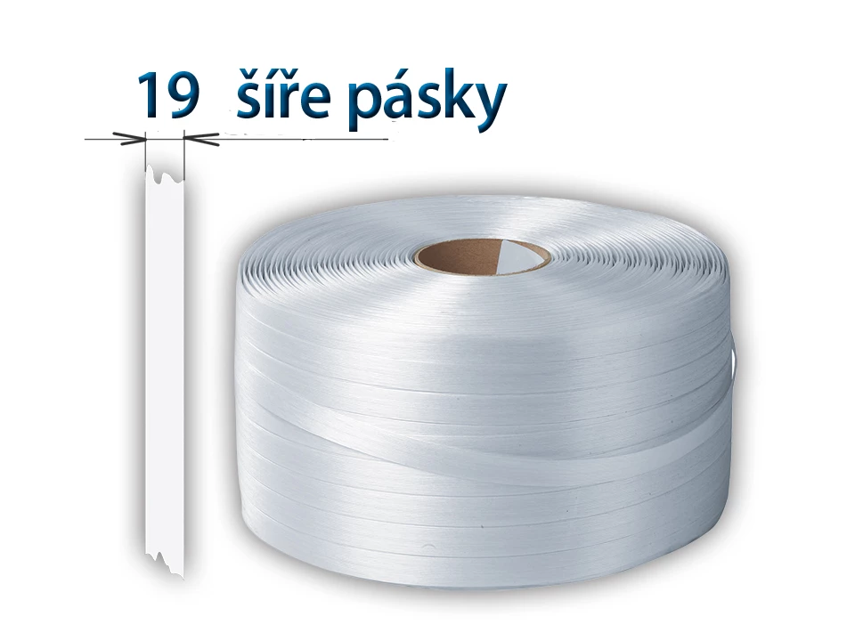 Páska viazacia PES, šírky 19 mm, návin 600 m, vlákna pozdĺžne-deliteľná - 001