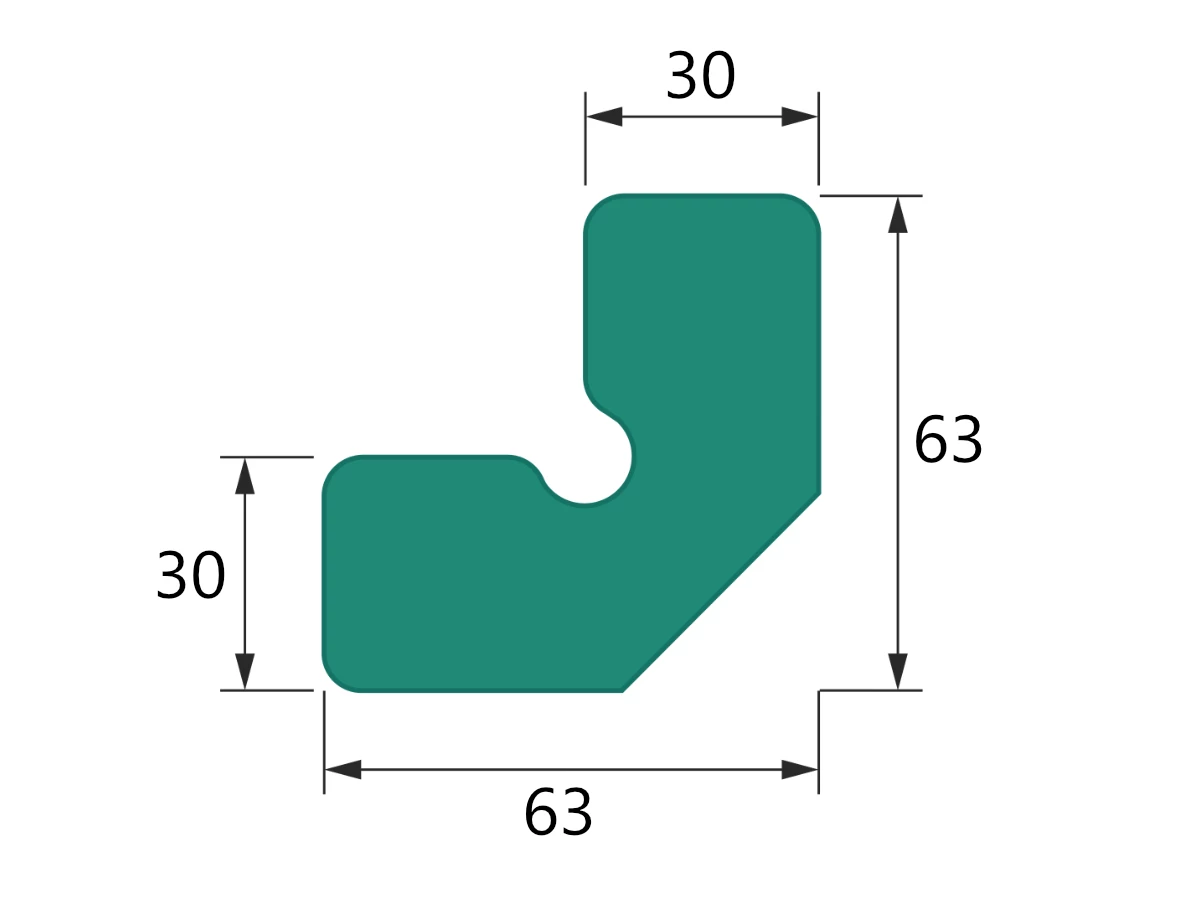 Penový polyetylén Profil W60-60 (A; B = 63; C; D = 30) (1ks = 2bm) - 001