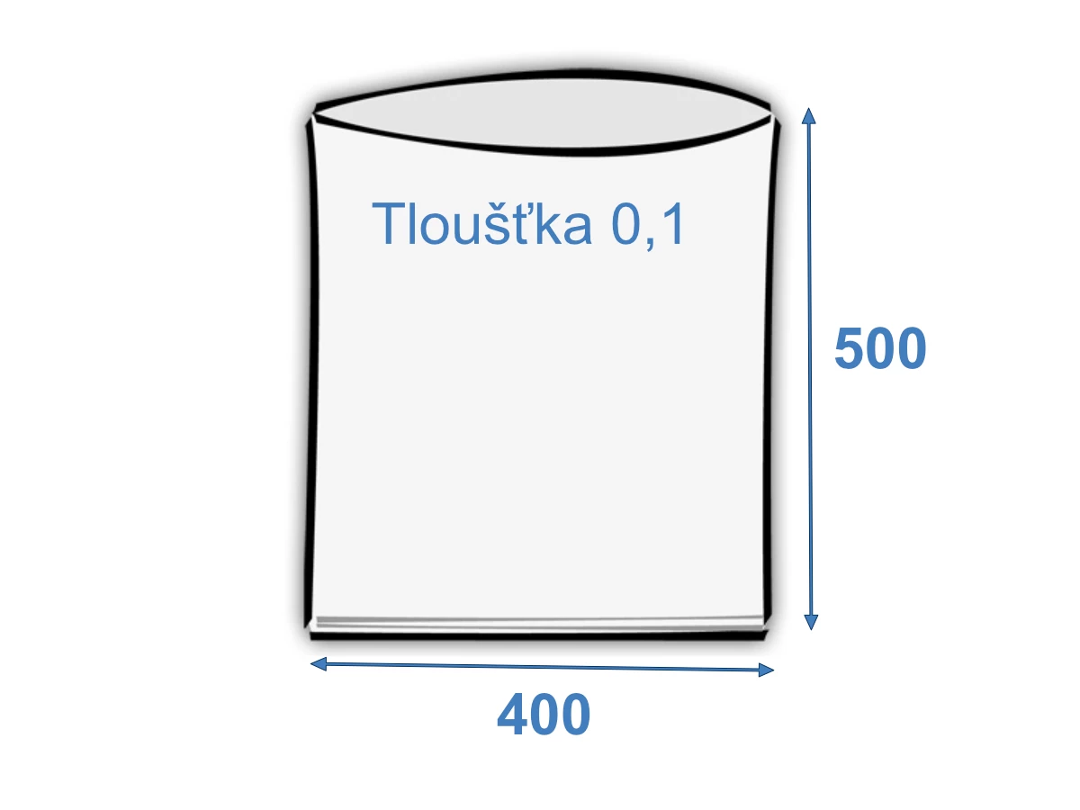 Ploché vrecko 400x500/0,1 polyetylén, spodný zvar - 001