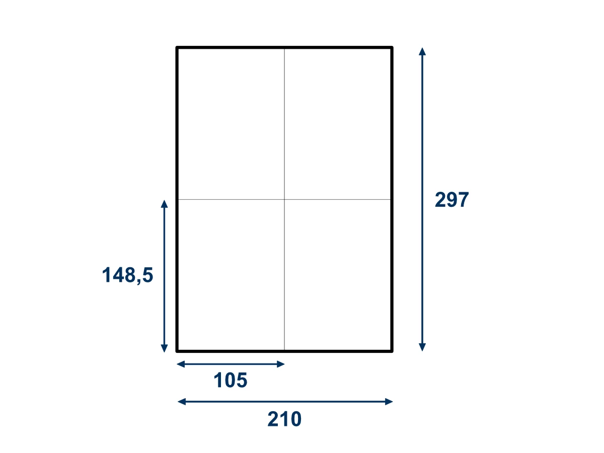 Samolepiace biele matné etikety 105x148,5 mm, 4 ks na A4 - 001