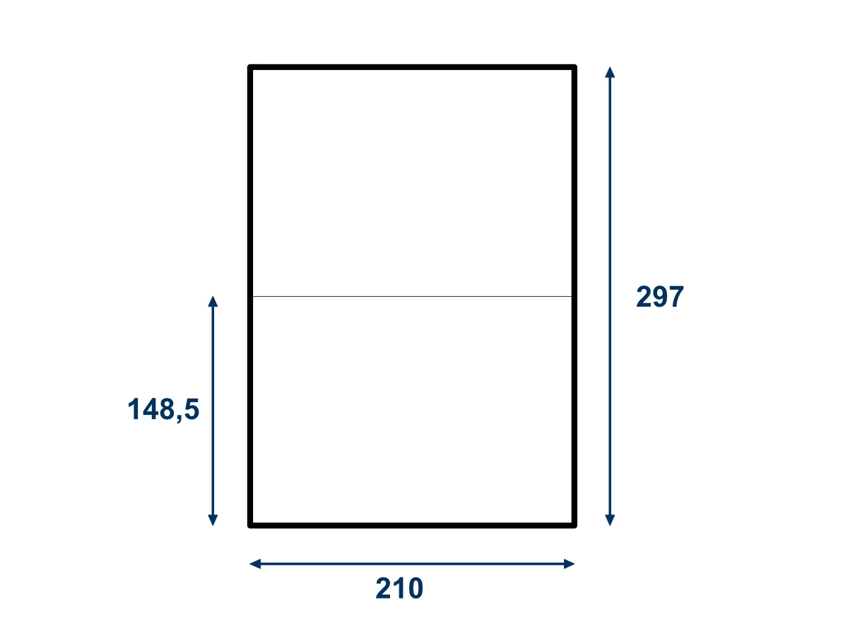 Samolepiace biele matné etikety 210x148,5 mm, 2 ks na A4 - 001