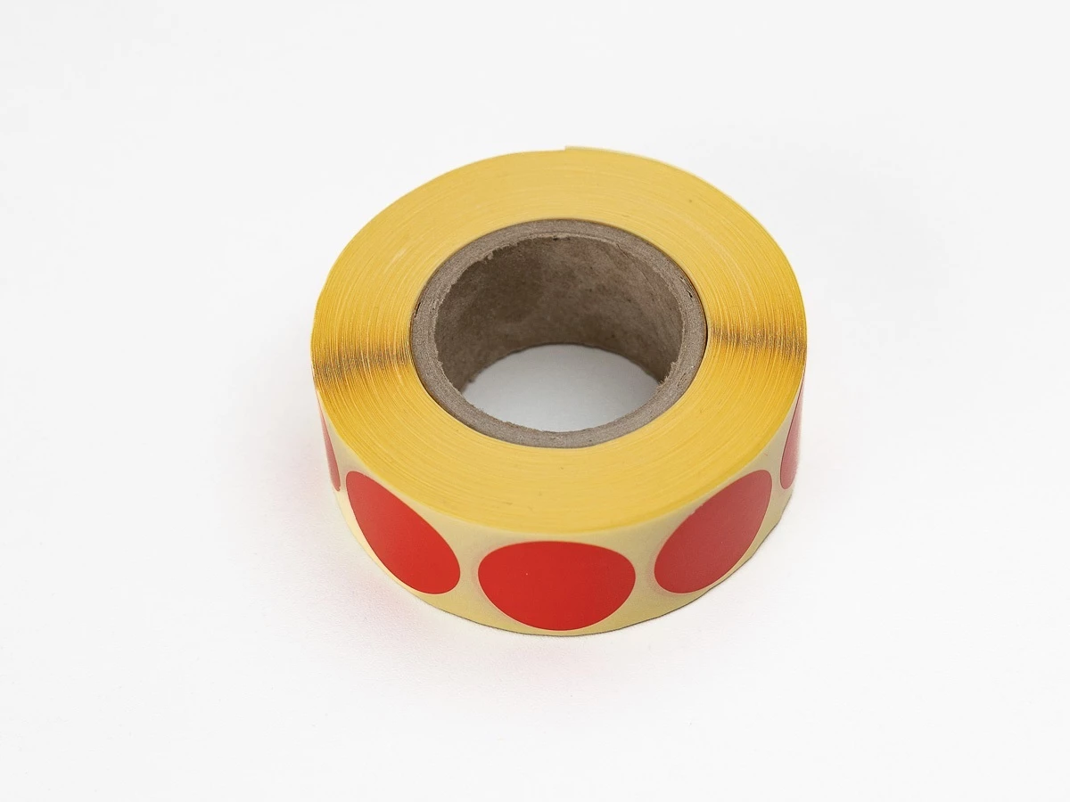 Samolepiace kolieska červené, priemer 25 mm, 1000 ks na rolke - 002