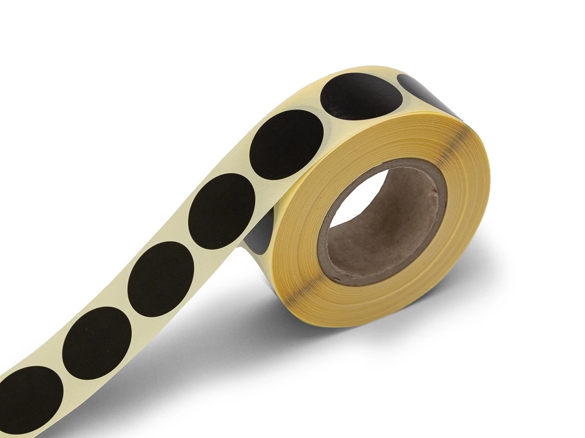 Samolepiace kolieska čierne, priemer 25 mm, 1000 ks na rolke - 001