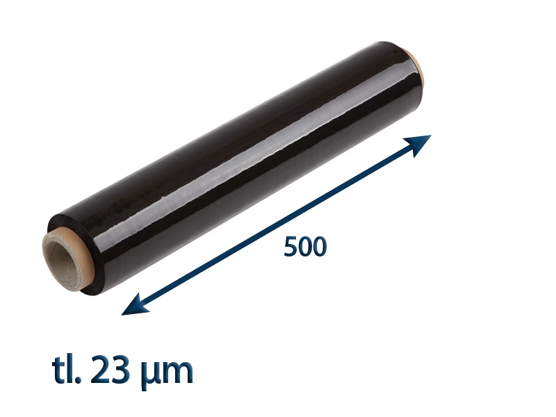 Stretch fólia čierna ručná 500 mm / 23 µm / 162 m prieťažná - 001