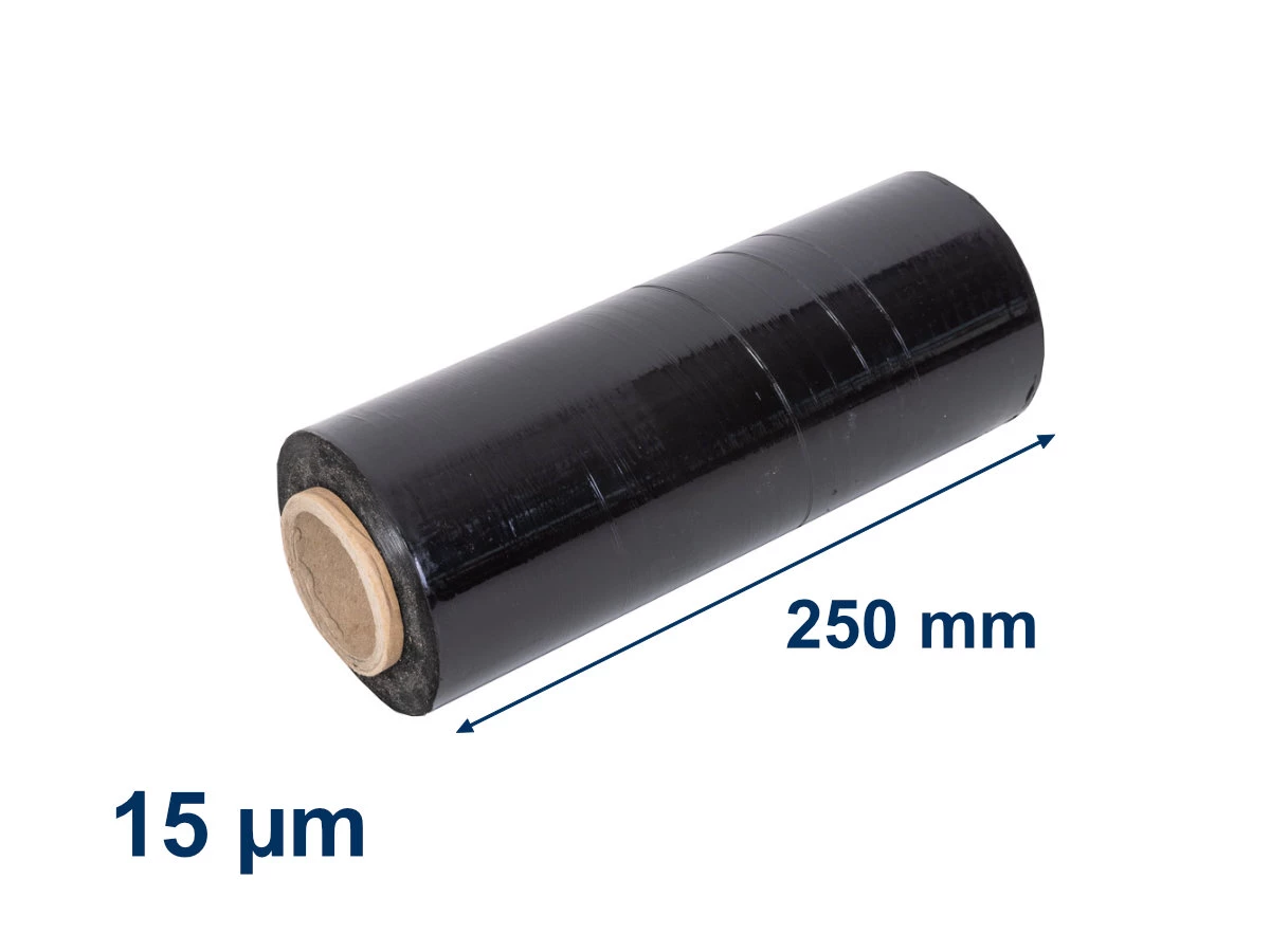 Stretch fólia ručná 250mm / 15µm / 300m, čierna - 001