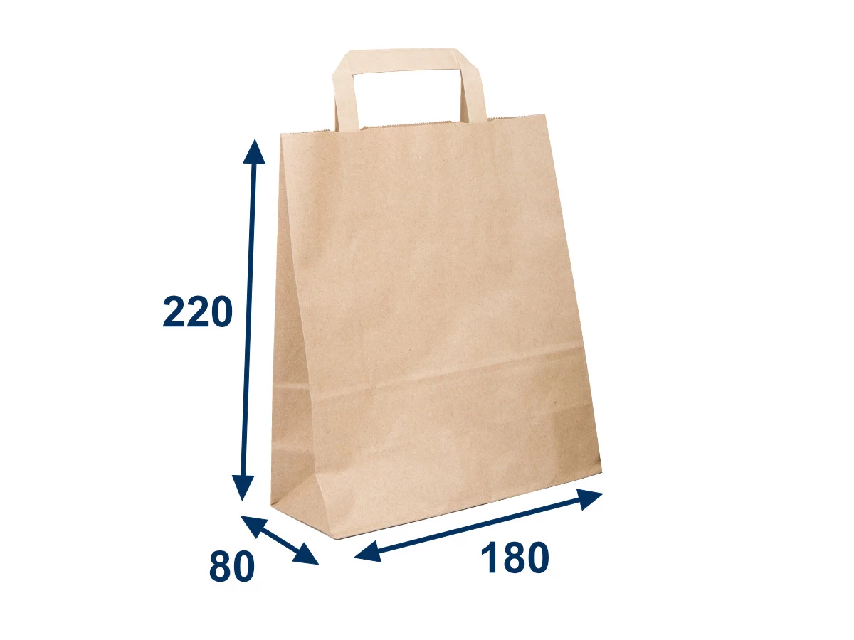 Taška papierová 180x90x220, hnedá, ploché držadlá - 001