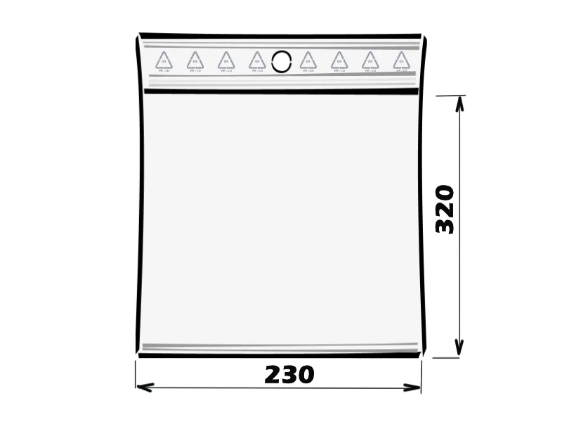 Vrecko rýchlouzatváracie PE 230x320/0,05 s dierkou na zavesenie - 001