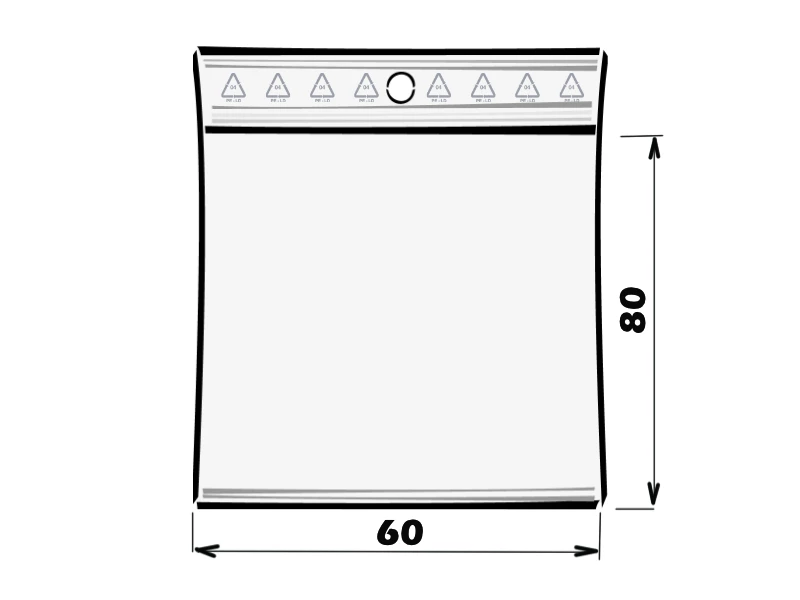 Vrecko rýchlouzatváracie PE 60x80/0,05 s dierkou na zavesenie - 001