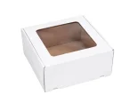 Darčeková krabica s priehľadným vekom biela 200x200x100