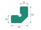 Penový polyetylén Profil W50-50 (A; B = 52; C; D = 21) (1ks = 2bm)