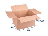 Výškovo nastaviteľná krabica, samosvorné dno 340x260x130-230 3VVL