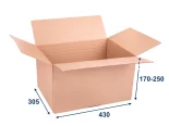 Výškovo nastaviteľná krabica, samosvorné dno 430x305x170-250 3VVL