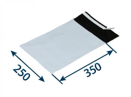 Obálka plastová samolepiaca bielo-čierna 250x350 hr. 0,06 (80% podiel recyklátu)