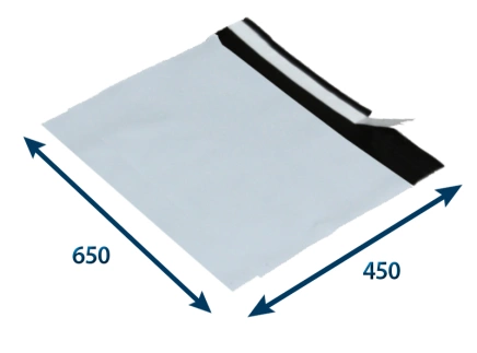 Obálka plastová samolepiaca bielo-čierna 650x450, hr. 0,06 (80% podiel recyklátu)
