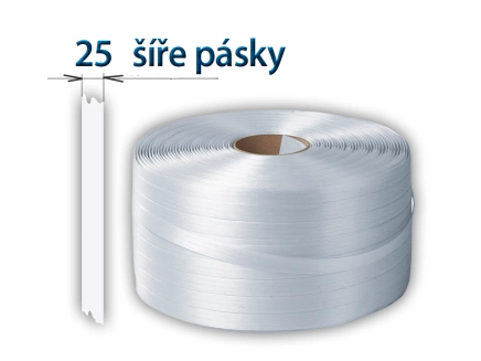 Páska viazacia PES, šírky 25 mm, návin 500 m, vlákna pozdĺžne-deliteľná